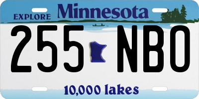 MN license plate 255NBO