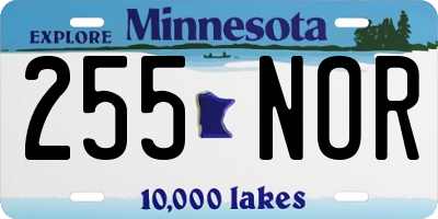 MN license plate 255NOR
