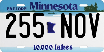 MN license plate 255NOV
