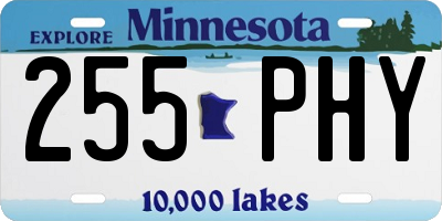 MN license plate 255PHY