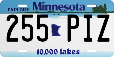 MN license plate 255PIZ