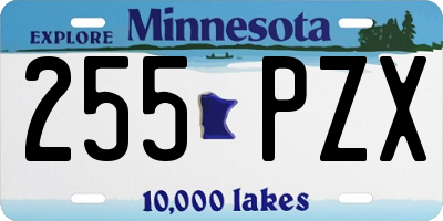 MN license plate 255PZX