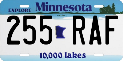 MN license plate 255RAF