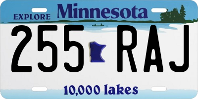 MN license plate 255RAJ