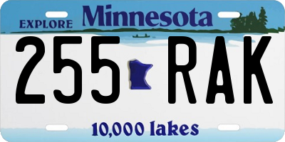 MN license plate 255RAK