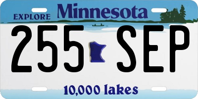 MN license plate 255SEP
