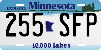 MN license plate 255SFP