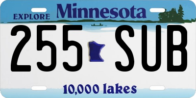 MN license plate 255SUB