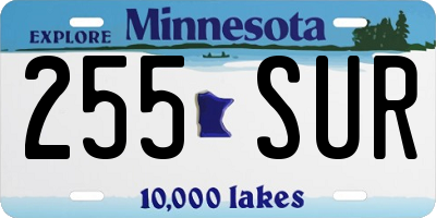 MN license plate 255SUR