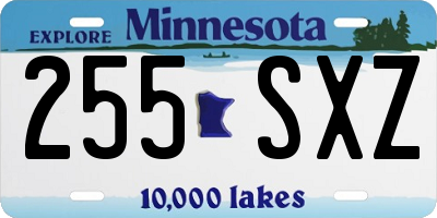 MN license plate 255SXZ
