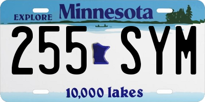 MN license plate 255SYM