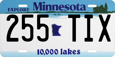 MN license plate 255TIX