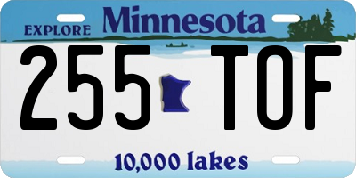 MN license plate 255TOF