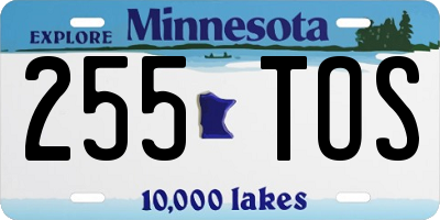 MN license plate 255TOS