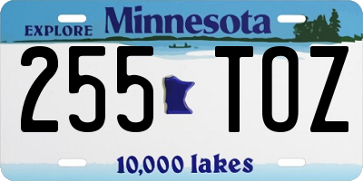 MN license plate 255TOZ