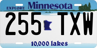 MN license plate 255TXW