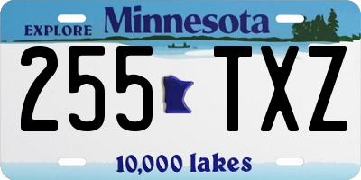 MN license plate 255TXZ