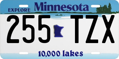 MN license plate 255TZX