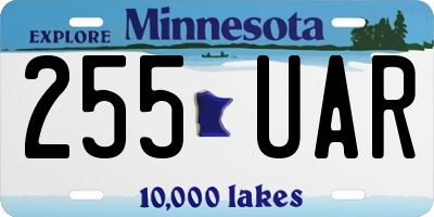 MN license plate 255UAR