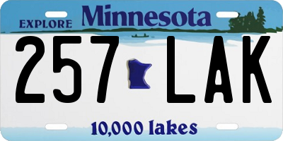 MN license plate 257LAK