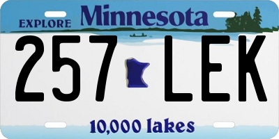 MN license plate 257LEK