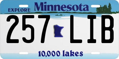 MN license plate 257LIB