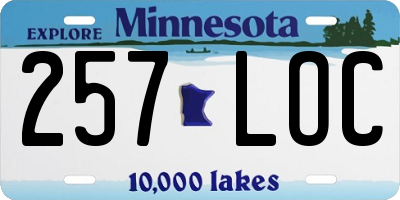 MN license plate 257LOC