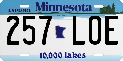 MN license plate 257LOE