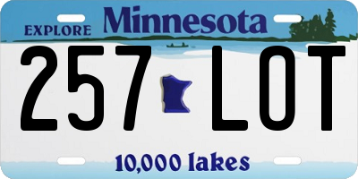 MN license plate 257LOT