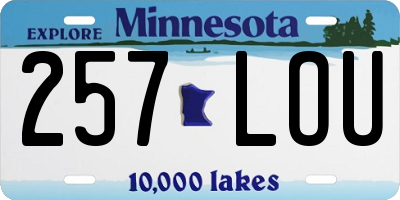 MN license plate 257LOU