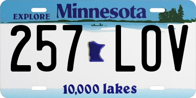 MN license plate 257LOV