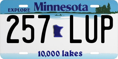 MN license plate 257LUP
