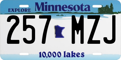 MN license plate 257MZJ