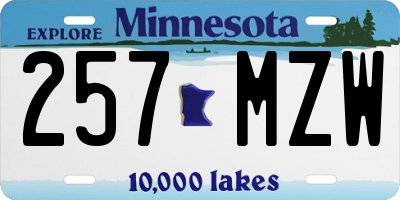 MN license plate 257MZW