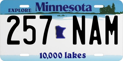 MN license plate 257NAM