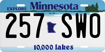MN license plate 257SWO