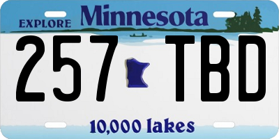 MN license plate 257TBD