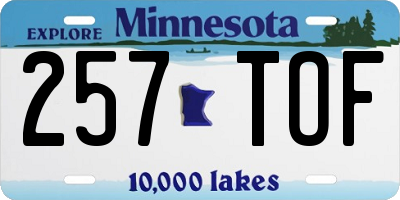 MN license plate 257TOF