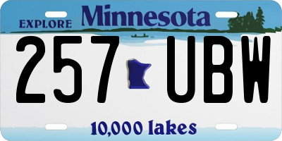MN license plate 257UBW