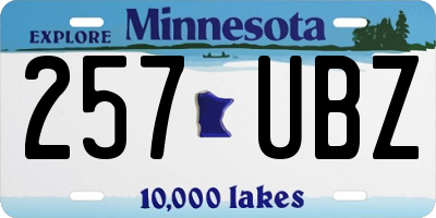 MN license plate 257UBZ