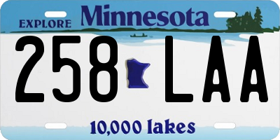 MN license plate 258LAA