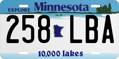 MN license plate 258LBA