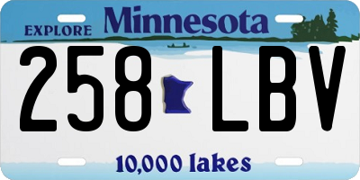 MN license plate 258LBV