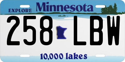 MN license plate 258LBW