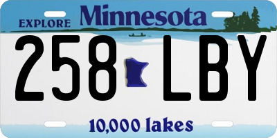 MN license plate 258LBY