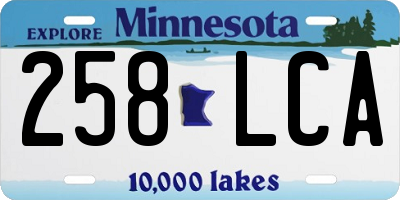 MN license plate 258LCA