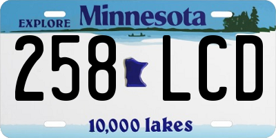 MN license plate 258LCD