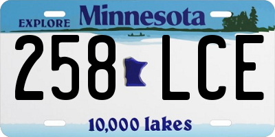 MN license plate 258LCE