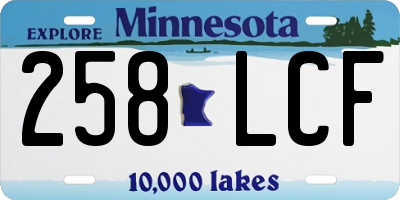 MN license plate 258LCF