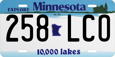 MN license plate 258LCO